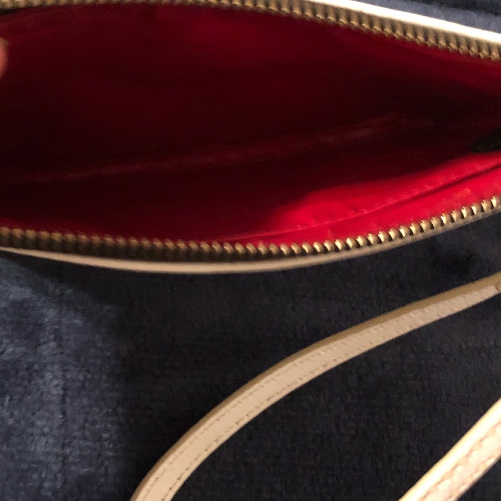 Dooney & Bourke White Leather Wristlet Clutch with Gold Hardware - Picture 3 of 6